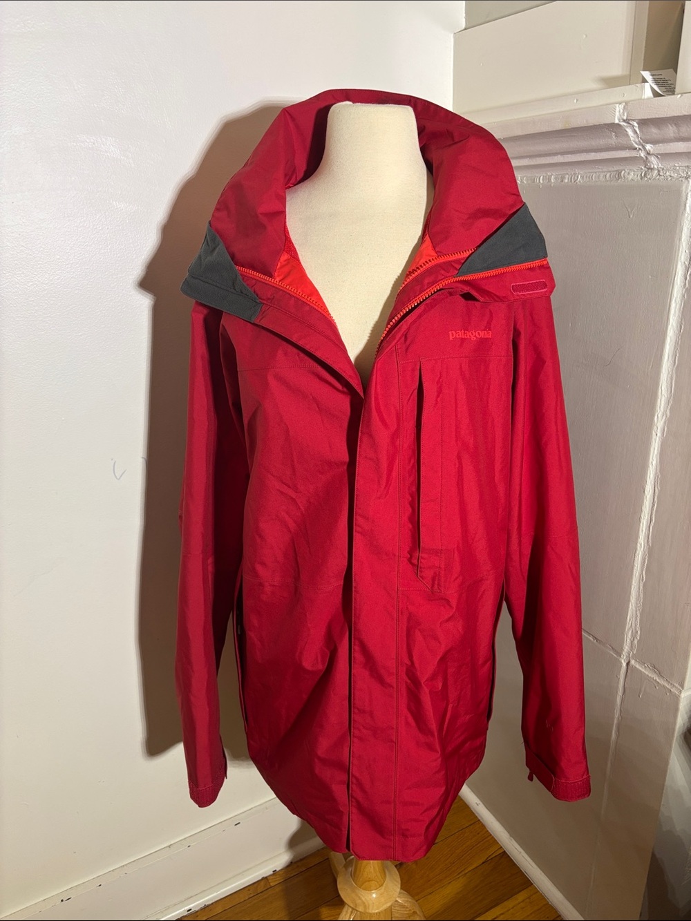 Patagonia Red Men's Waterproof Raincoat with Hood